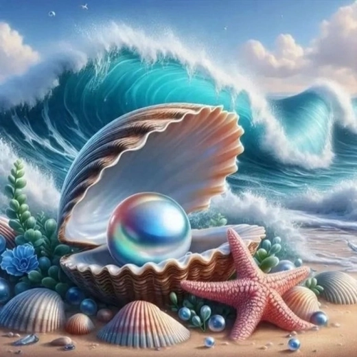 Norimpex Dipingi con i numeri Conchiglia con perla 40 × 50 cm