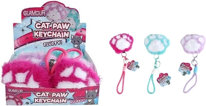 Portachiavi in peluche a forma di zampa di gatto 9 cm - 1 pezzo