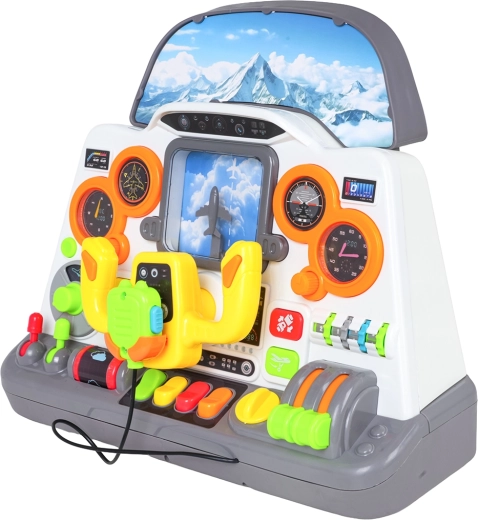 Cockpit pieno di comandi per giocare al pilota