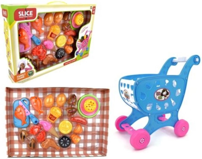 Carrello della spesa per bambini con set di alimenti