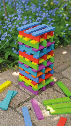 Piastrelle da costruzione in legno colorate nei colori dell’arcobaleno (200 pz)