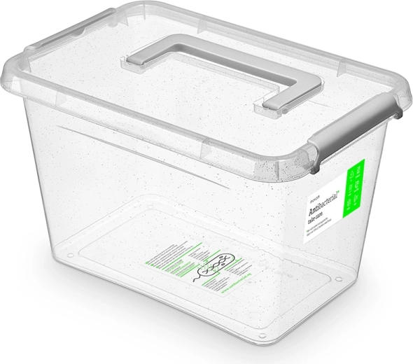 Box contenitore antibatterico con coperchio e maniglia 6,5 l (29 × 20 × 18 cm)