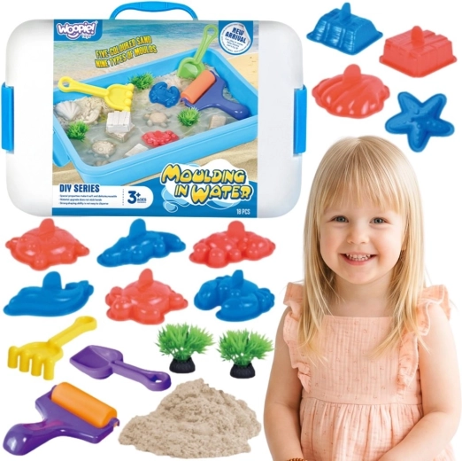 Woopie sabbia cinetica per acqua in valigetta, set da 18 pz