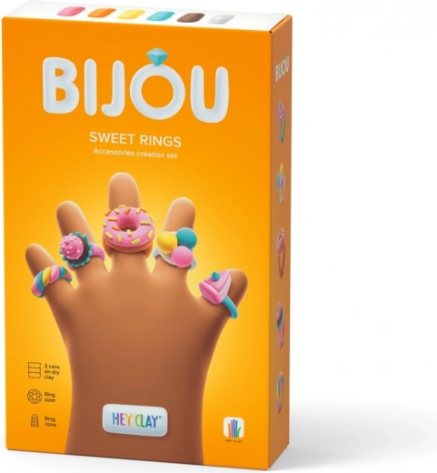 Pasta da modellare hey clay bijou sweet rings – set per creare dolci anellini