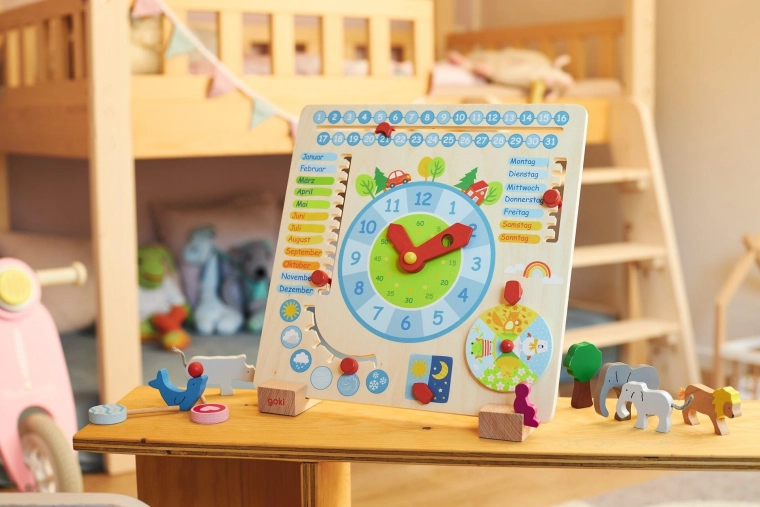 Calendario annuale in legno con indicatore meteo 30 × 30 cm - 1 pezzo