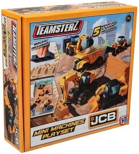 Teamsterz JCB set di mini macchine da cantiere con sabbia (5 pz)