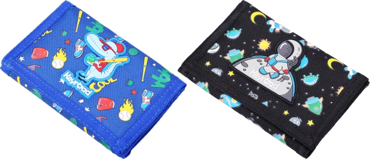 Portafoglio tessile per bambini con chiusura in velcro e motivo 3D - 1 pezzo