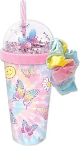 Hot Focus bicchiere per bambini con elastico scrunchie Farfalle