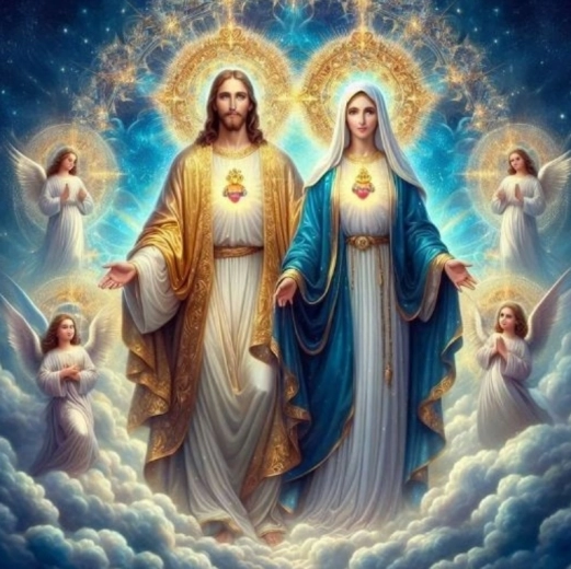 Pittura a diamante Gesù e Madonna 30x40 cm