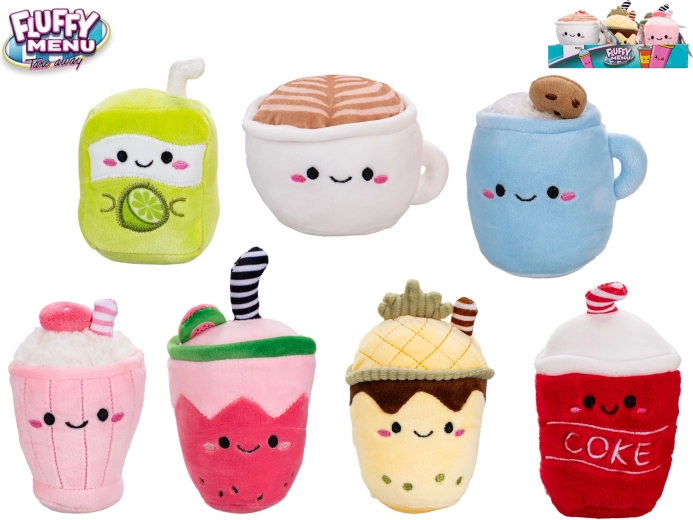 Fluffy Menu bevanda in peluche – adorabile mini giocattolo tascabile