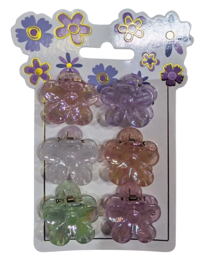 Set Pink di mollette per capelli a forma di fiore – mix pastello (6 pz)