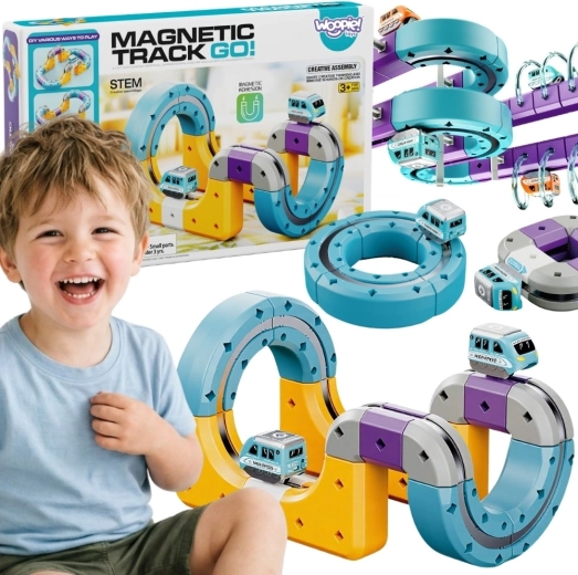 Woopie set da costruzione magnetico pista per treni con effetto di attrazione magnetica 38 pezzi
