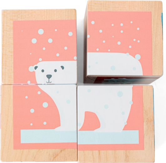 Cubetti illustrati in legno con animaletti - 4 pezzi