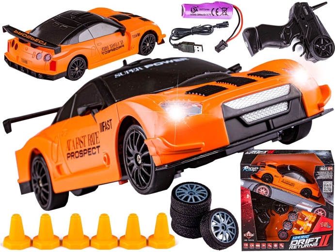 Auto drift RC Nissan GT-R 1:24 4WD 2,4 GHz arancione