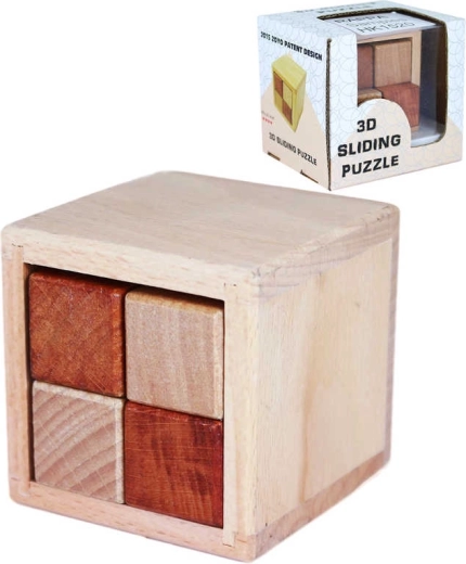 Rompicapo 3D scorrevole in legno a cubo in confezione regalo - 1 pezzo