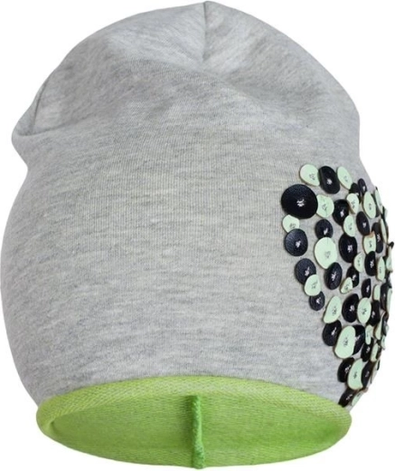 Cappellino primaverile in cotone New Baby con cuoricino, grigio-verde