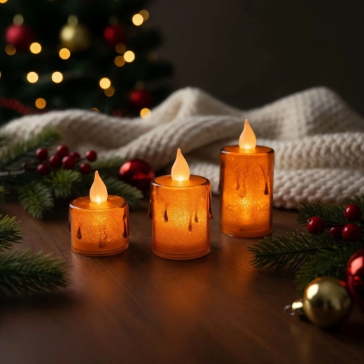 Set di candele LED con luce bianca calda, 3 pezzi