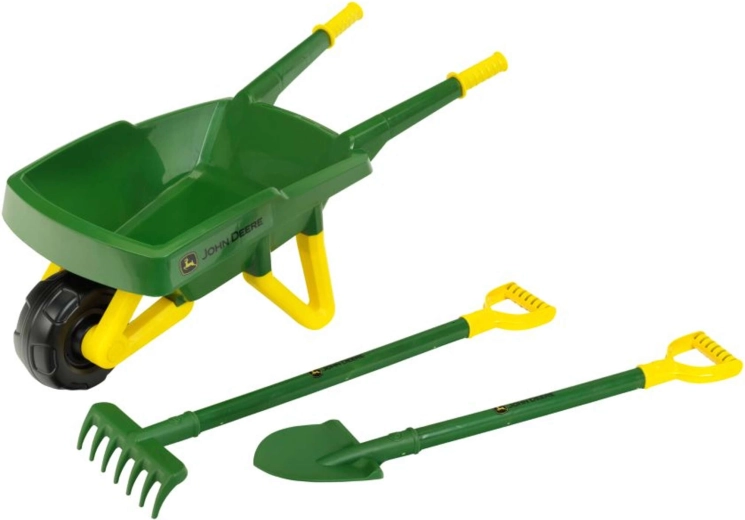 Set da giardino per bambini John Deere con carriola, pala e rastrello
