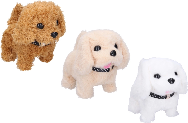 Cagnolino di peluche che cammina e abbaia, 16 cm