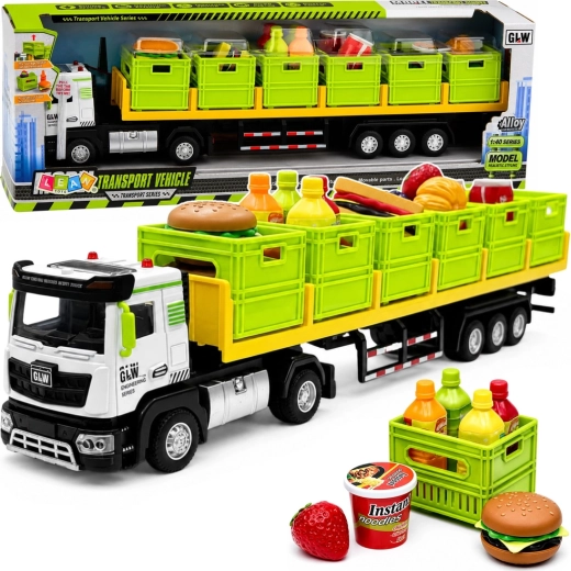 Camion da trasporto per bambini con rimorchio e alimenti con luci e suoni 1:40