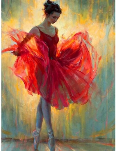 Ricamo con diamanti (diamond painting) ballerina in rosso 30 × 40 cm