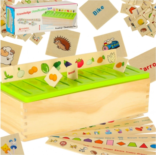Sorter educativo in legno – abbina immagini e forme