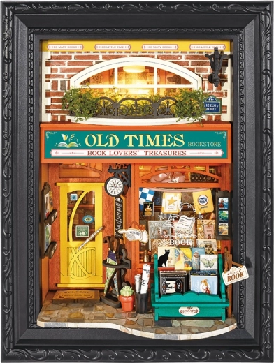 RoboTime puzzle 3D in legno Libreria Old Times in cornice