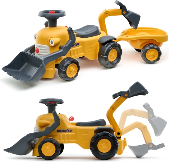 Tre macchine in una: benna, escavatore e rimorchio