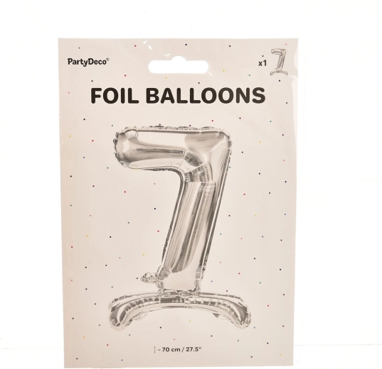 Palloncino in foil argentato autoportante numero 7 (70 cm)