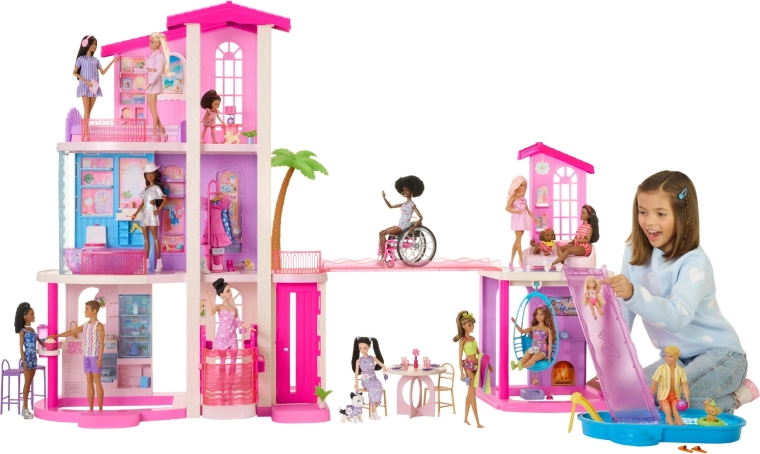 Mattel Barbie Dreamhouse casa dei sogni per bambole con 2 piscine, ascensore e oltre 65 accessori