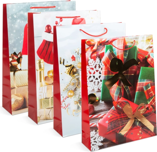 Borsa regalo natalizia in carta per bottiglia - 1 pezzo
