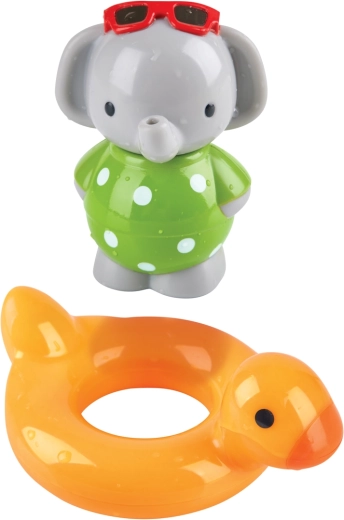 Elefante nuotatore con paperella per il bagnetto