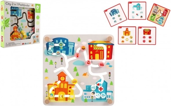 Labirinto educativo in legno 2 in 1 città e riciclo CLASSIC WORLD 30 × 30 cm