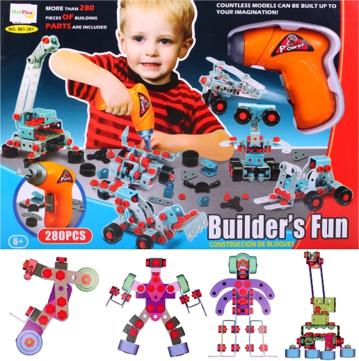 Mega costruttore con trapano – set di costruzione 280 pezzi