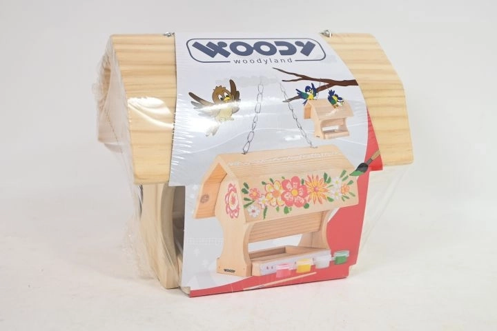 WOODYLAND Mangiatoia per uccelli in legno da dipingere