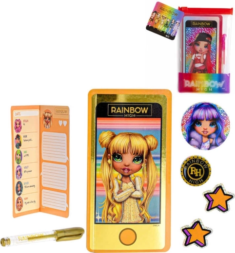 Rainbow High diario a forma di cellulare A6 con penna e adesivi - 1 pezzo