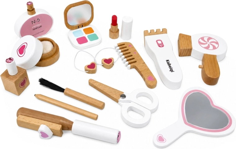 Set in legno da 16 pezzi per giocare al salone di bellezza