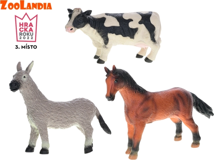 Zoolandia animali della fattoria 21–24 cm – mucca, cavallo e asino