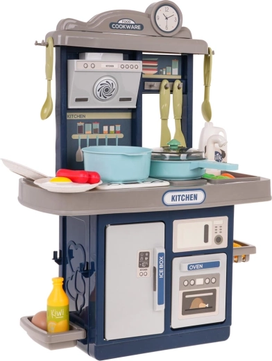 Cucina giocattolo interattiva con suoni e luci, 28 pezzi – Blu