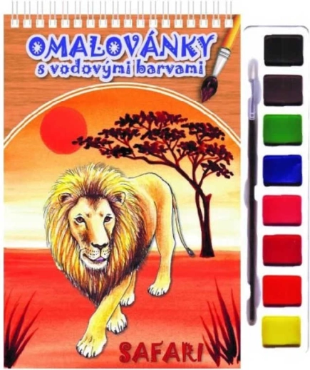 Akim album da colorare con acquerelli e pennello – animali safari