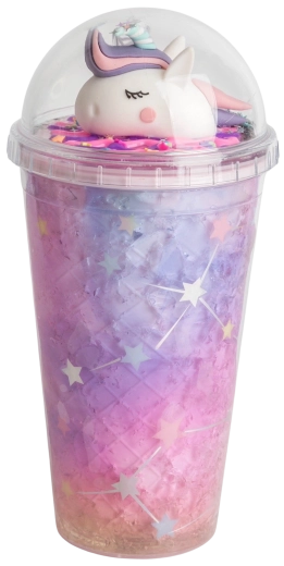 Bicchiere con coperchio e cannuccia Unicorno 480 ml