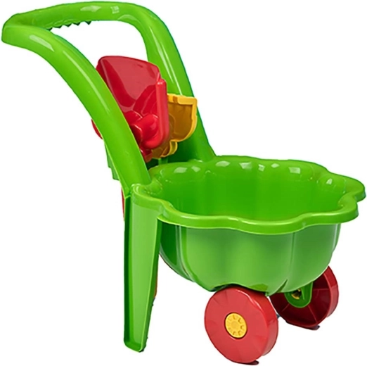 Carretto da giardino per bambini con paletta e rastrelli BAYO Margherita verde