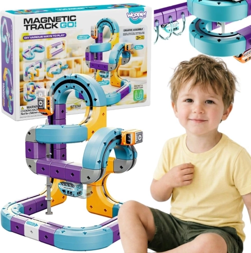 Woopie set di costruzioni magnetiche pista ferroviaria con effetto di attrazione 54 pezzi
