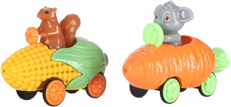 Due adorabili macchinine con guidatori animali