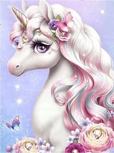 Norimpex Dipingi con i numeri Bellissimo unicorno con fiori 40 × 50 cm