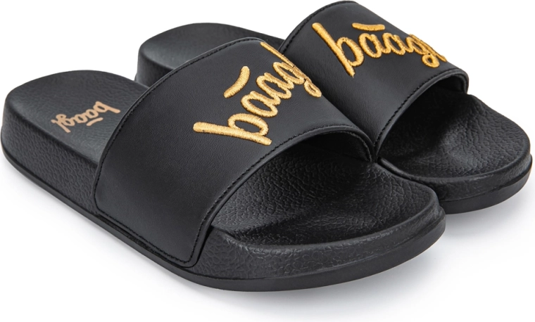 Ciabatte Baagl logo gold nere 38