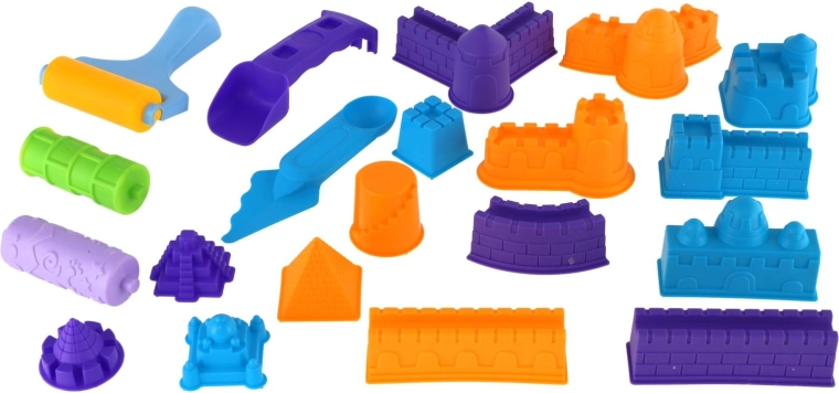 Formine e strumenti per costruire castelli