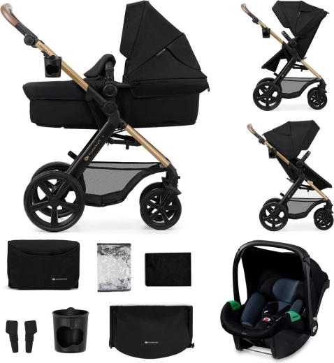 Kinderkraft MOOV 2 passeggino combinato 3 in 1 Pure Black con ruote in schiuma