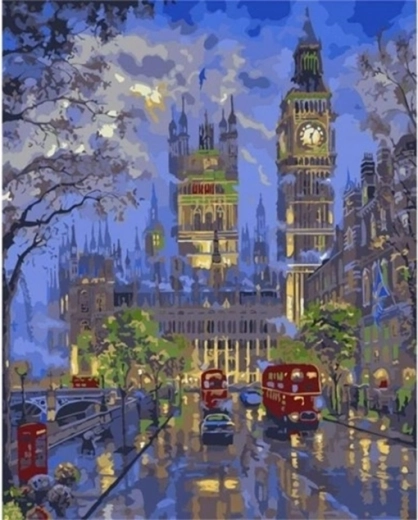 Norimpex Dipinto con i numeri Londra di notte 40 × 50 cm