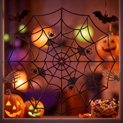 Decorazione angolare a ragnatela nera 30 × 30 cm – set da 4 pezzi